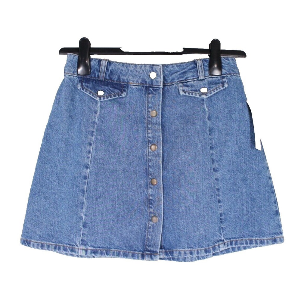 NWT BDG URBAN OUTFITTERS Denim SNAP-UP Faux Pockets SADIE MINI JEAN SKIRT sz M